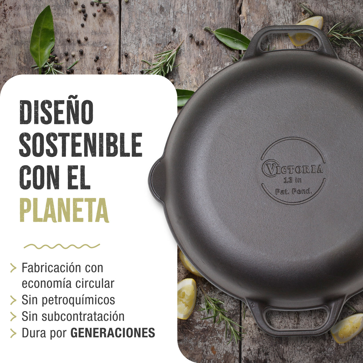 Victoria Paellera Hierro Fundido Esmaltado Inducción 33cm, Apta Fuego, Barbacoa, Horno Cast Iron Skillet, 31947, Negro_5