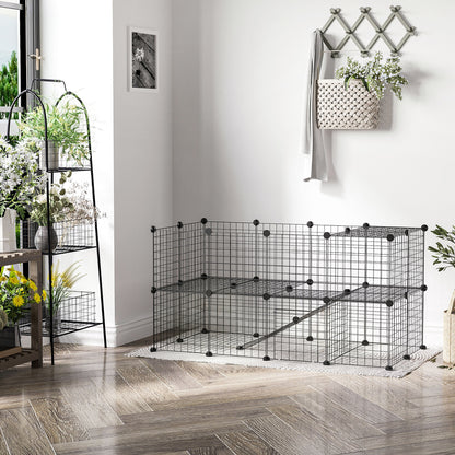 Valla Metálica Para Mascotas Pawhut Negro 146x73x73 Cm_1