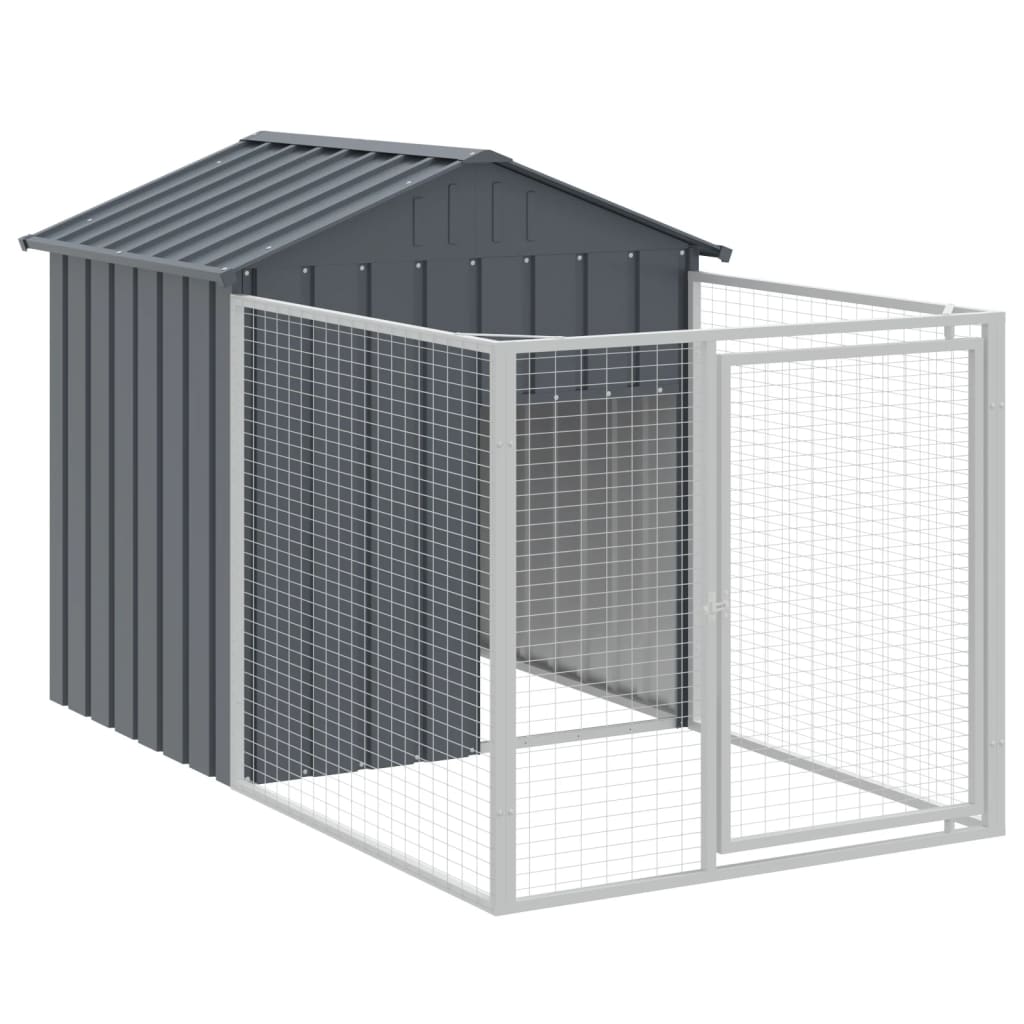 Caseta Perros Con Tejado Acero Galvanizado Gris 117x405x123 Cm_5