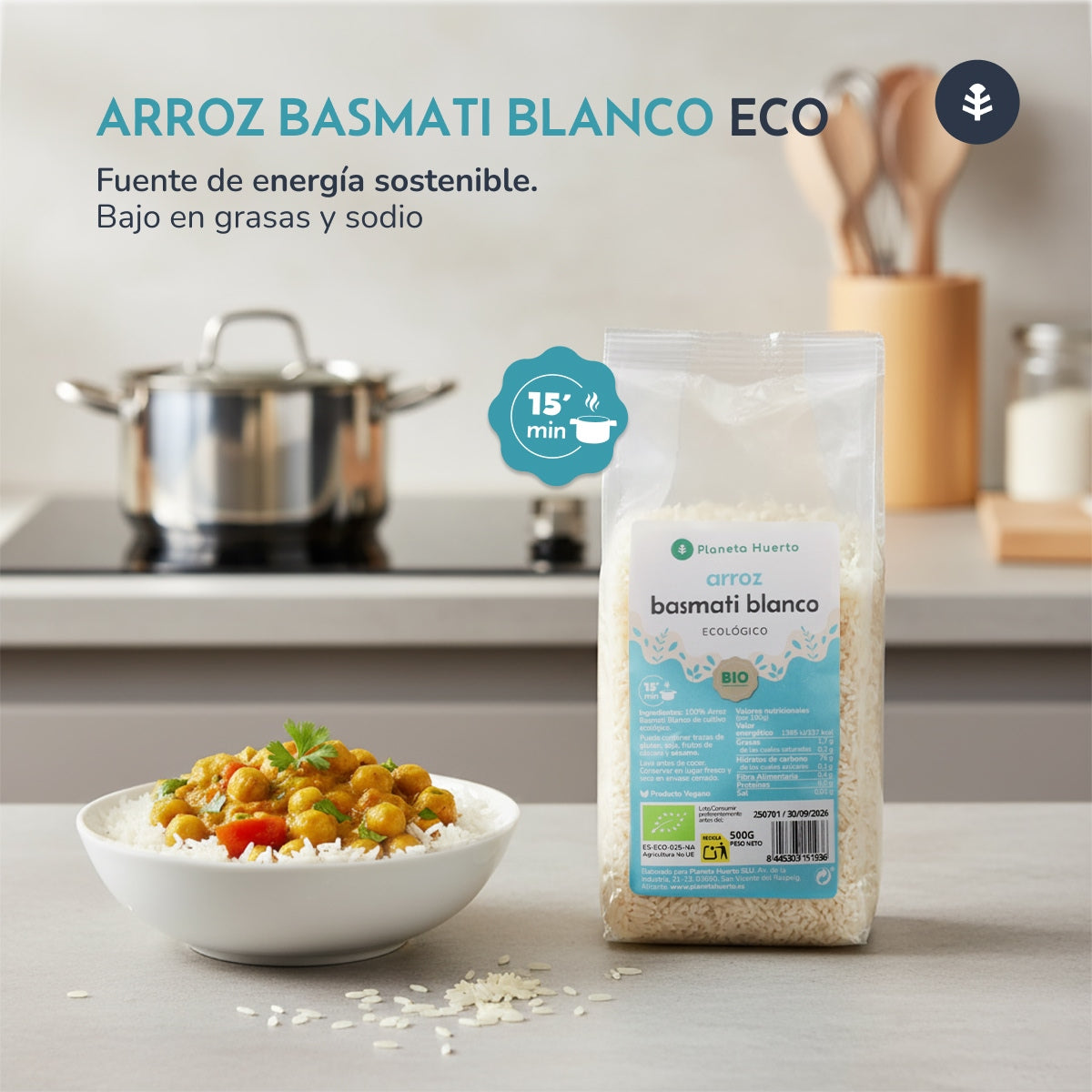 Arroz Basmati Blanco ECO Planeta Huerto 2,5 kg