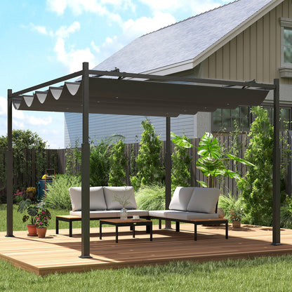 Pérgola Outsunny Metal, Poliéster Gris 298x298x230 Cm_1