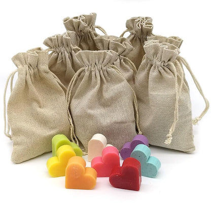 Bolsa De Yute Con 5 Jabones - Aroma Coco - Jabón De Glicerina Con Forma De Corazón - Detalle Para Invitados_4