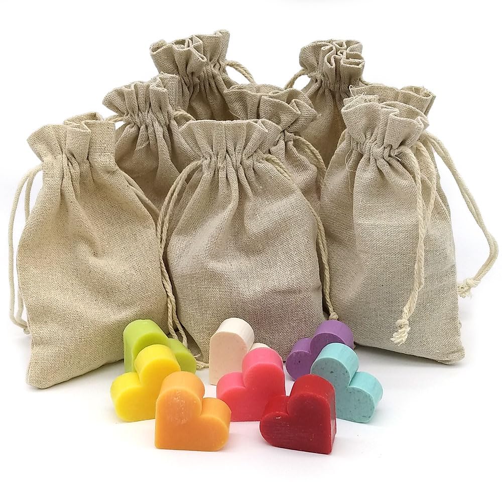 Bolsa Yute Con 5 Jabones - Aroma Naranja Y Jengibre - Jabón De Glicerina Con Forma De Corazón - Detalle Para Invitados_5