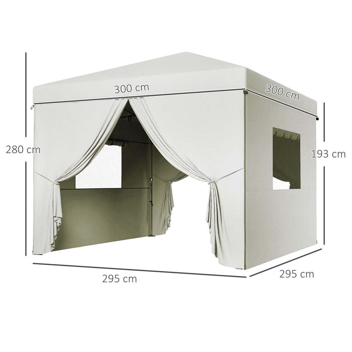 Carpa Plegable Outsunny Acero, Tela Oxford Blanco 300x300x280 Cm_2