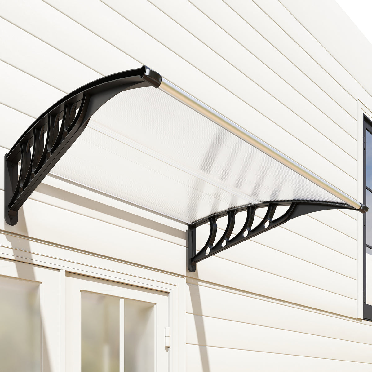 Marquesina Exterior Outsunny Policarbonato, Aluminio Transparente 103x96.5x27 Cm_3