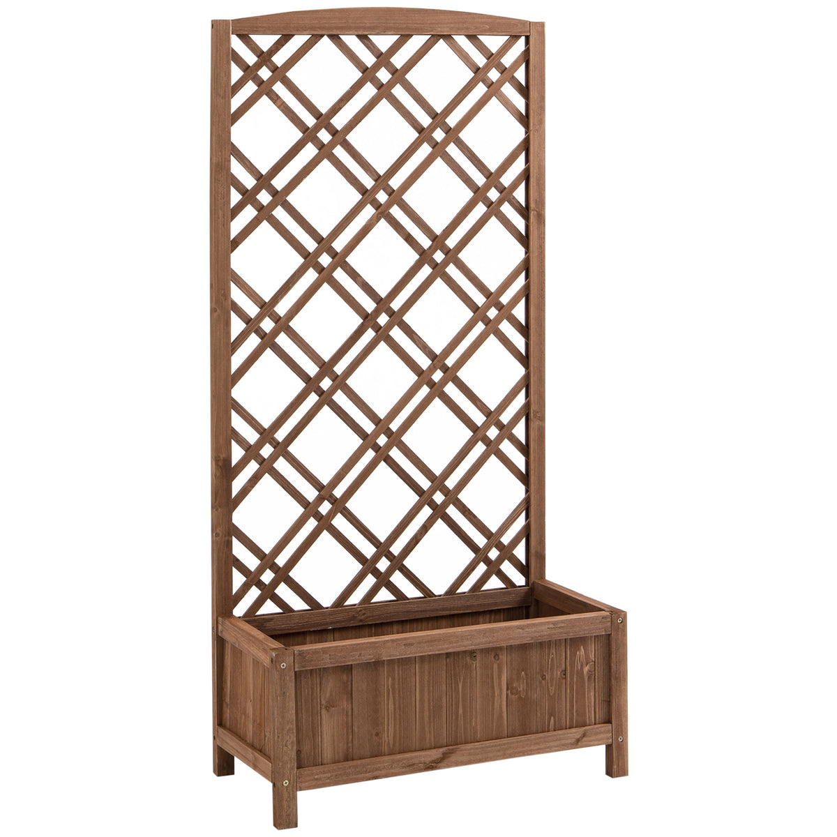 Jardinera Con Enrejado De Madera Outsunny 60x30x122,5 Cm Marrón_0