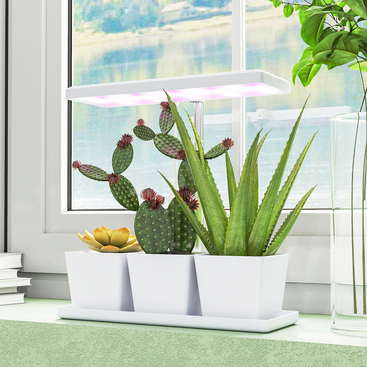Luz Crecimiento Plantas Outsunny Pp, Aluminio Blanco 31.8x13.4x35.6 Cm 84h-425v90wt_1
