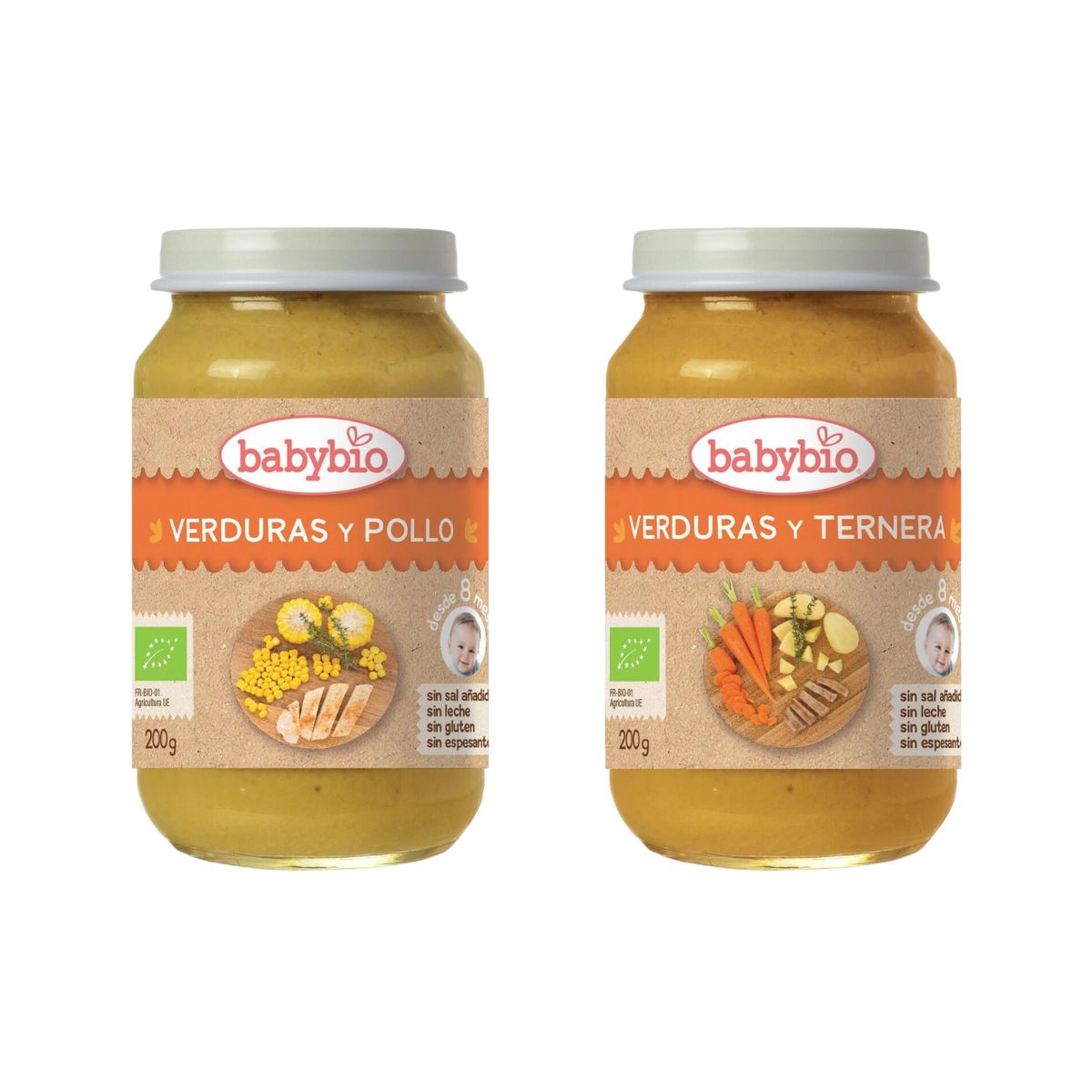 Pack Tarritos Menú Carne Bio (a partir de 8 meses) babybio 2 uds de 200gr