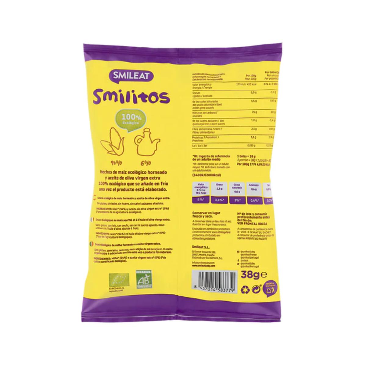 PROMO 3x Smilitos, gusanitos de maíz ecológico Smileat, 38 g