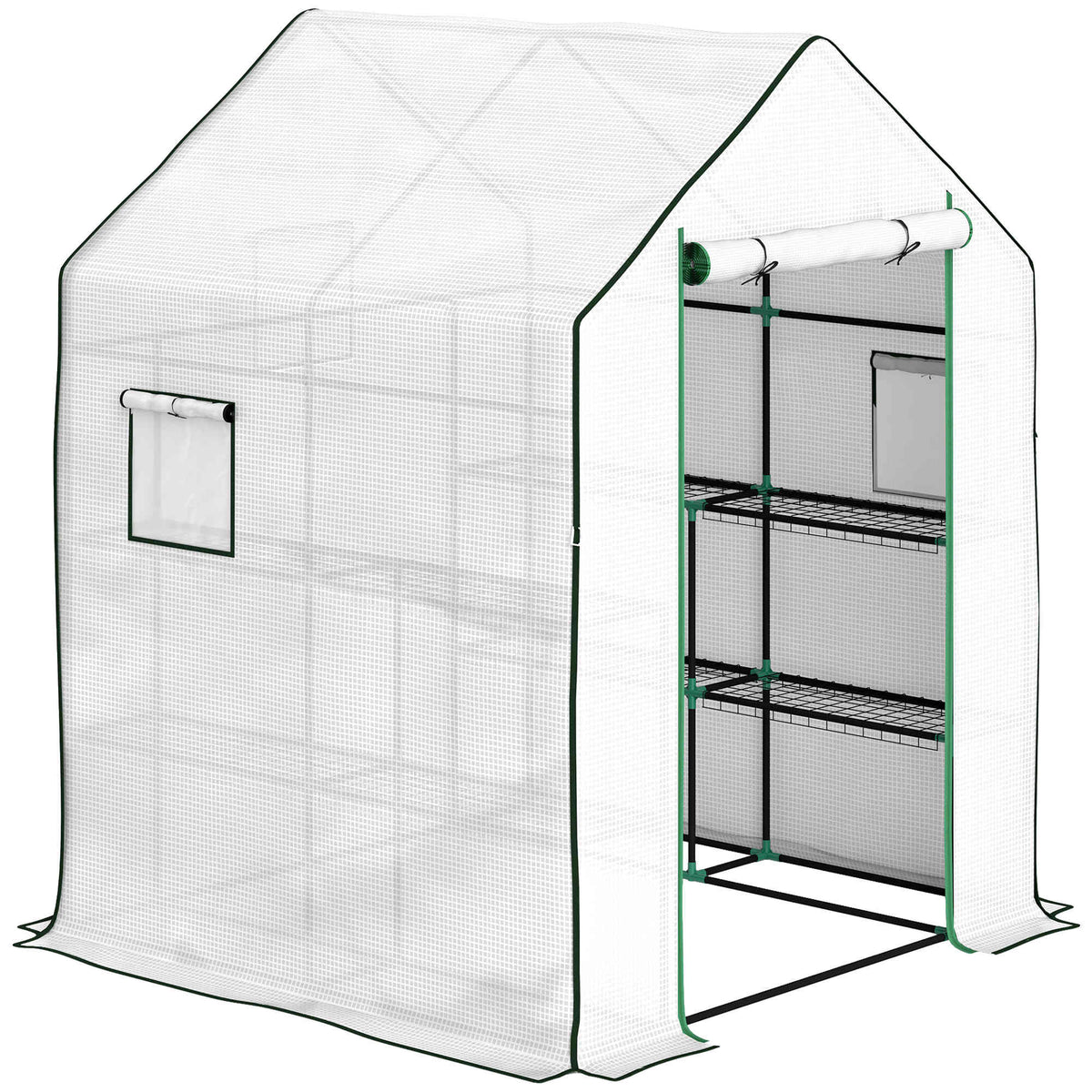 Invernadero De Jardín Outsunny Acero, Pe Blanco 140x143x190 Cm 845-932v02wt_0