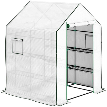 Invernadero De Jardín Outsunny Acero, Pe Blanco 140x143x190 Cm 845-932v02wt_0