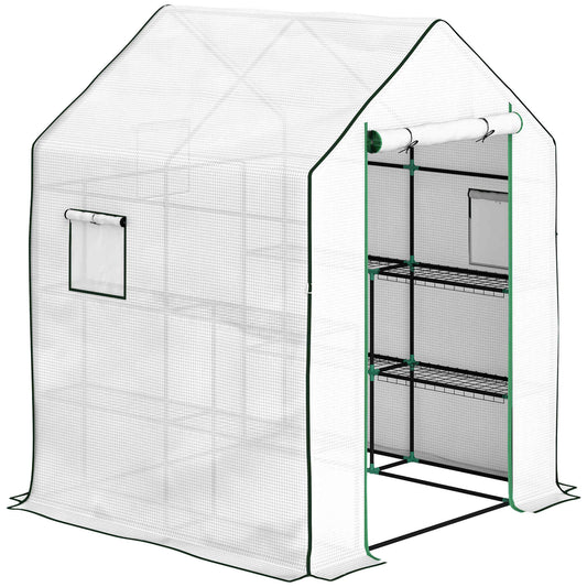 Invernadero De Jardín Outsunny Acero, Pe Blanco 140x143x190 Cm 845-932v02wt_0