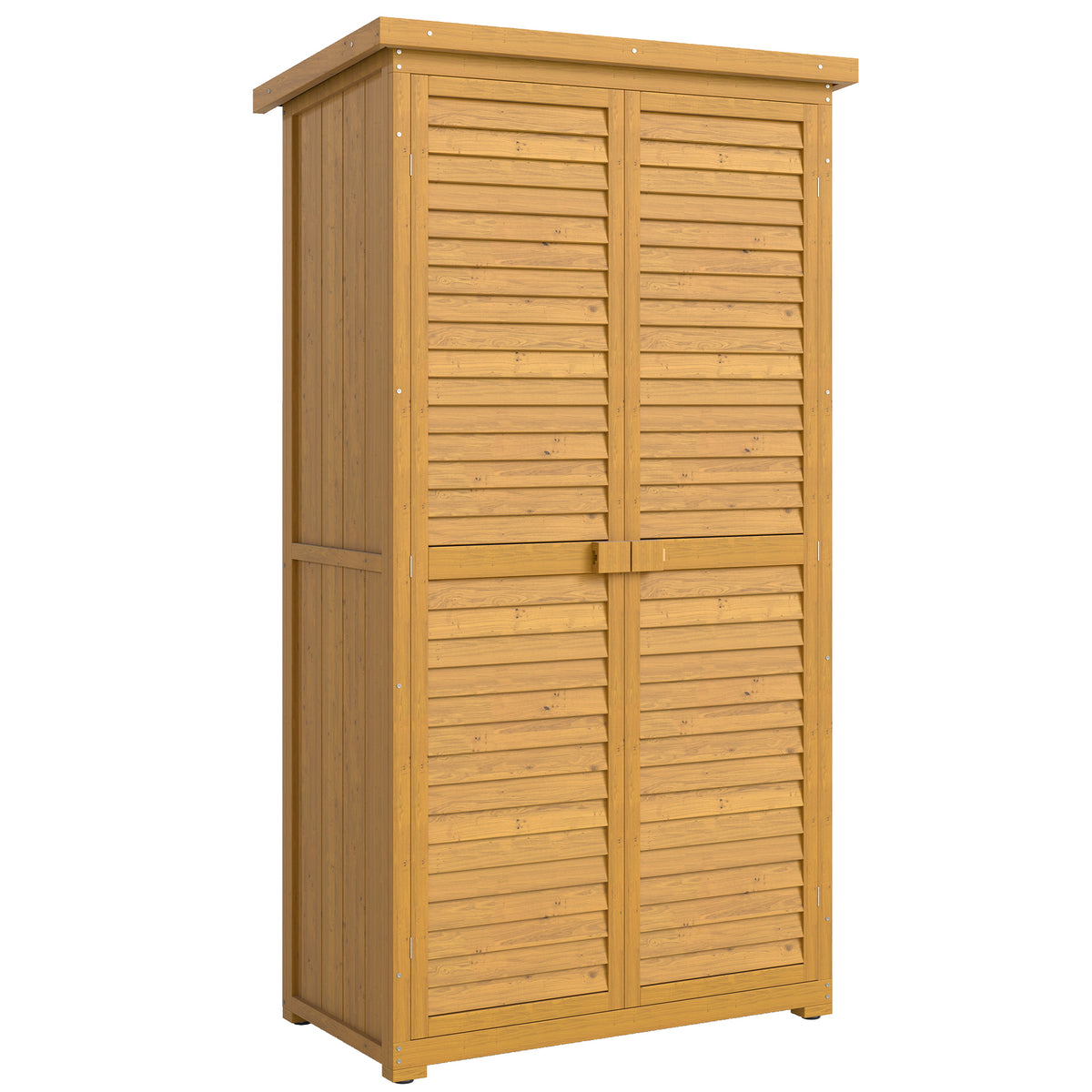 Cobertizo De Madera Outsunny Madera De Abeto Madera Natural 87x46.5x160 Cm_0