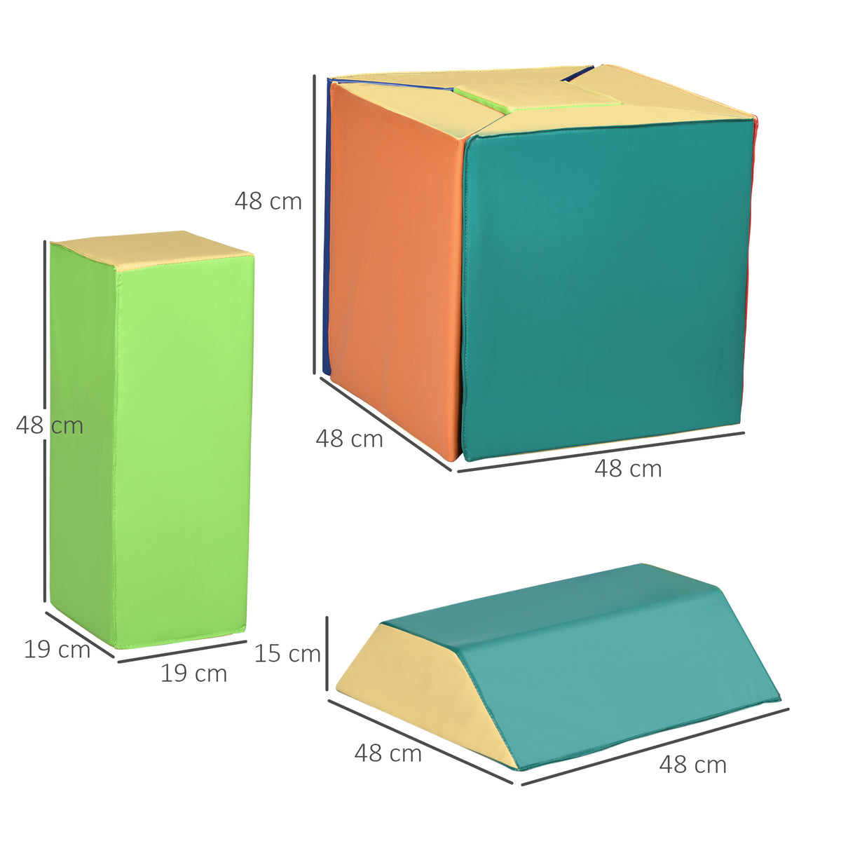 Bloques De Espuma Homcom Pu, Epe Multicolor 48x19x48 Cm_2