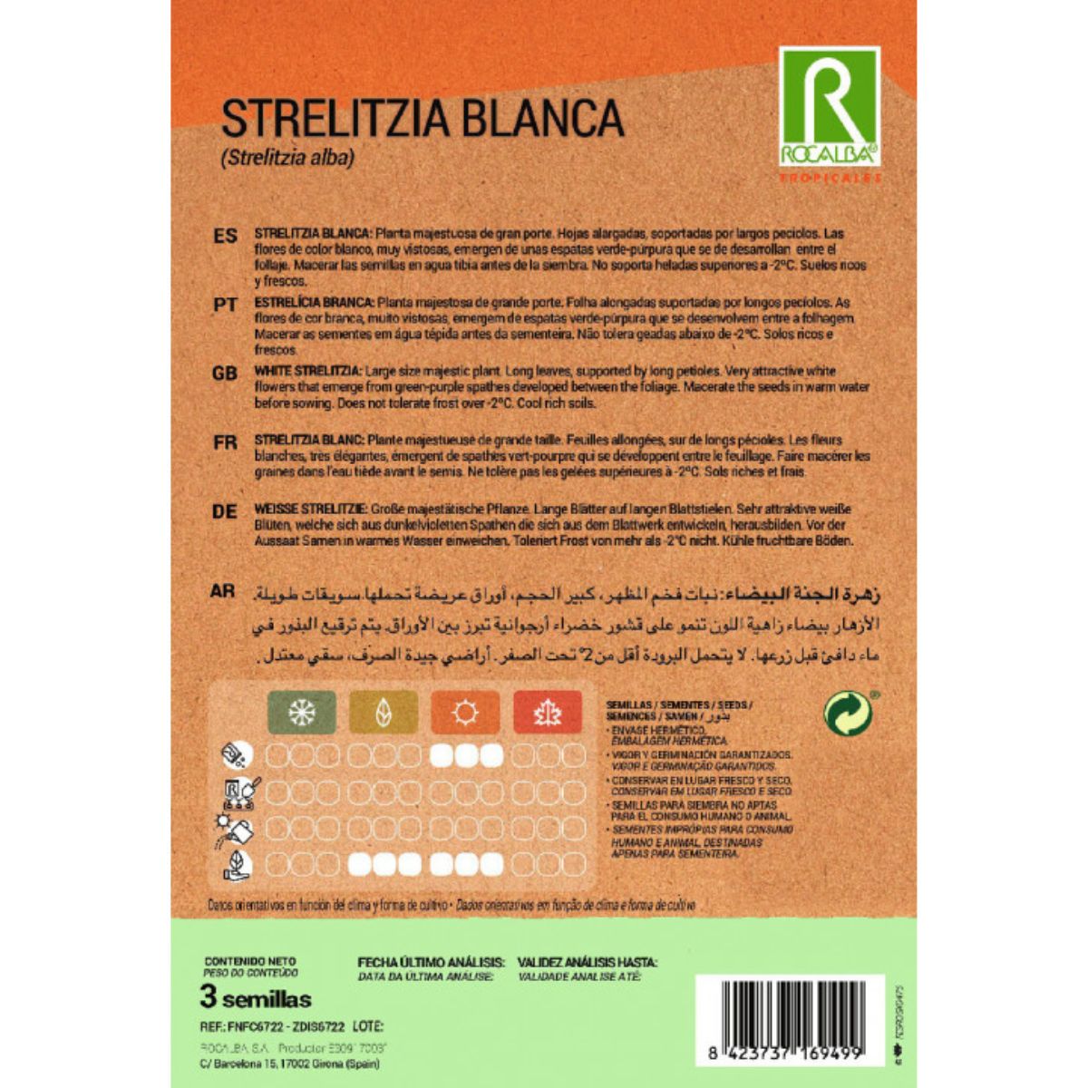 Semillas de Strelitzia blanca