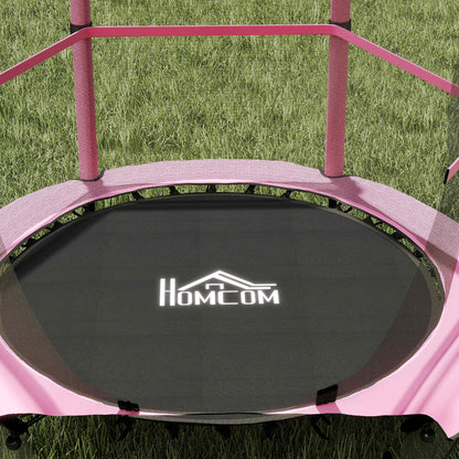 Cama Elástica Infantil Homcom Acero, Pp Negro Y Rosa 140x140x190 Cm_3