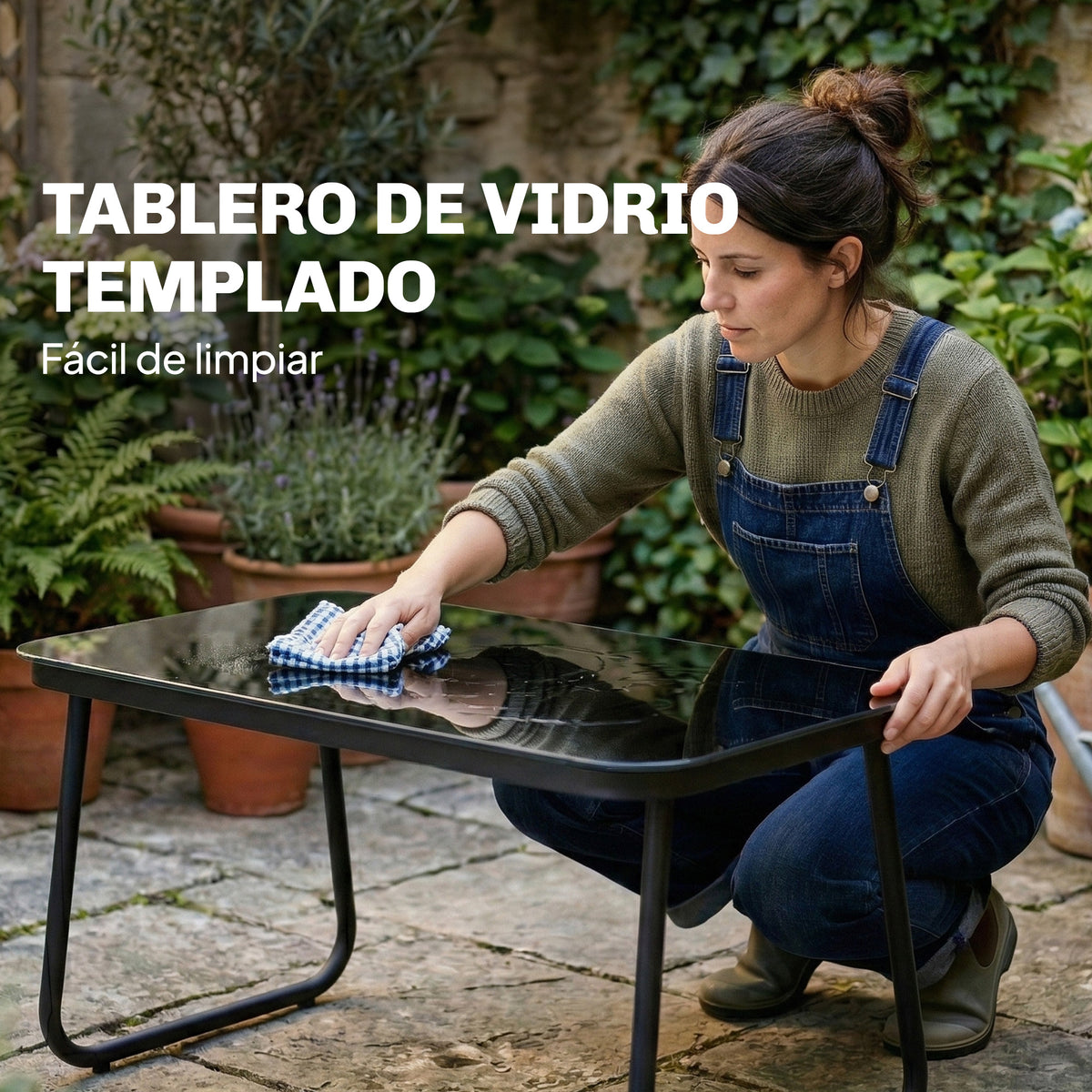 Muebles De Jardín Outsunny Acero, Textilene Gris Oscuro Y Negro 112x73x74 Cm_5