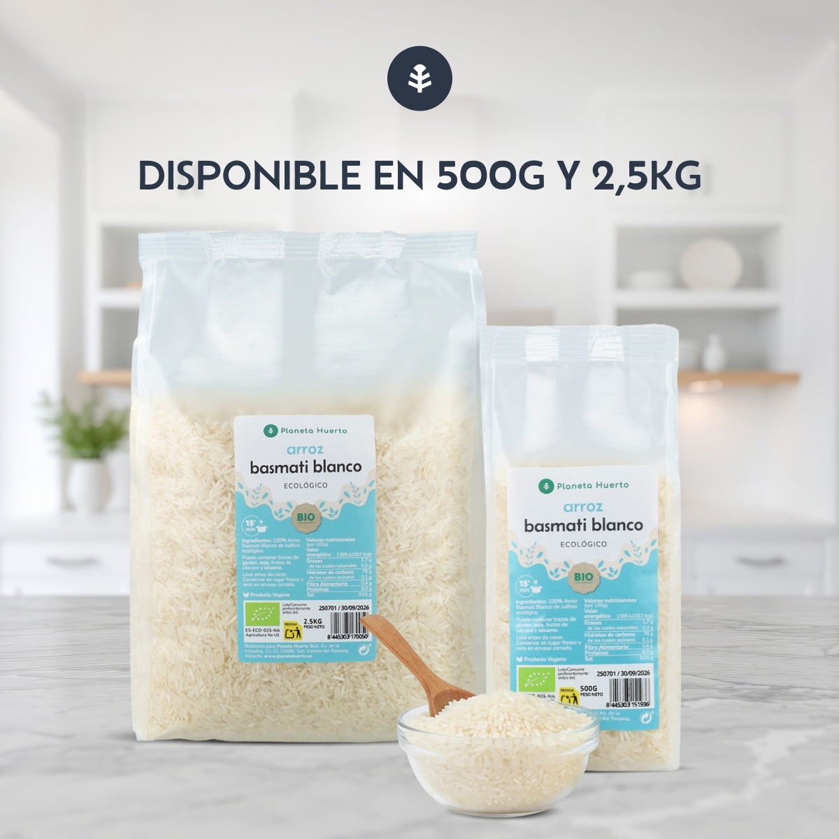 Arroz Basmati Blanco ECO Planeta Huerto 2,5 kg