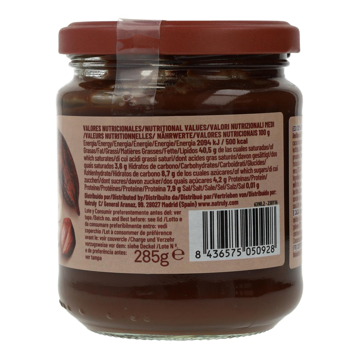 Pack 6x Crema de cacao y avellana Natruly 285 g