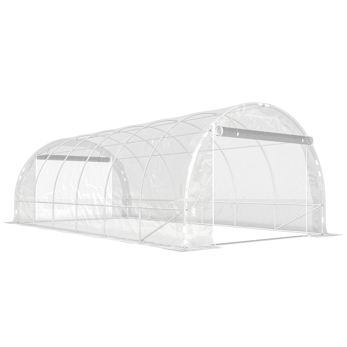 Invernadero De Túnel Outsunny Acero Galvanizado, Pe Transparente 597x296x199 Cm_0