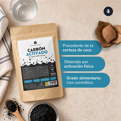 Carbón activado vegetal en polvo Planeta Huerto 100 g