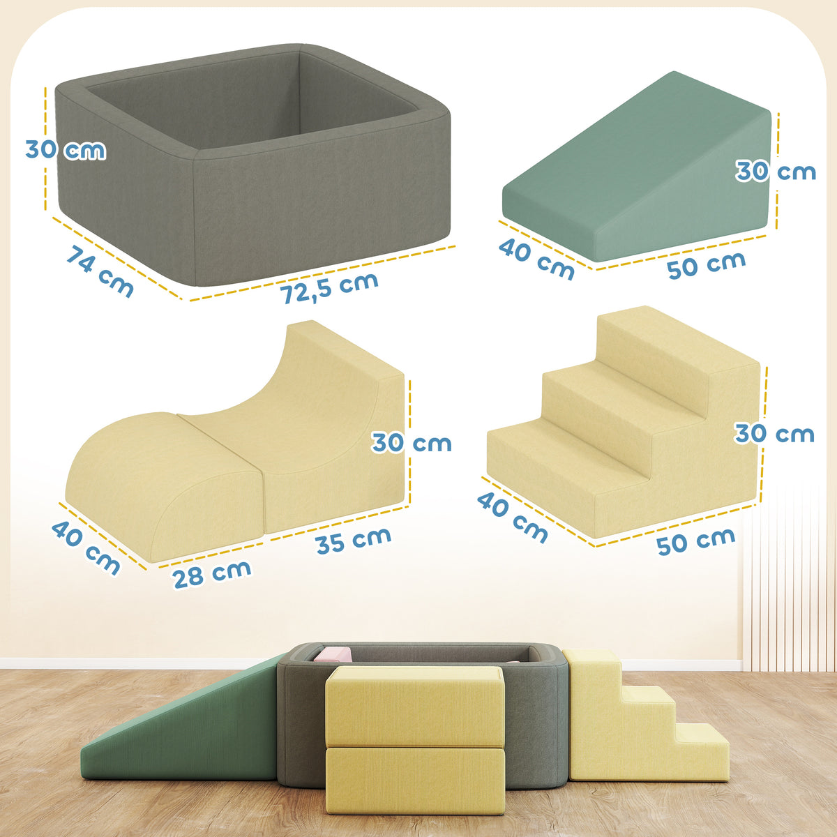 Bloques De Espuma Aiyaplay Pana, Espuma Multicolor 174x174x30 Cm 3d0-039v00mx_2