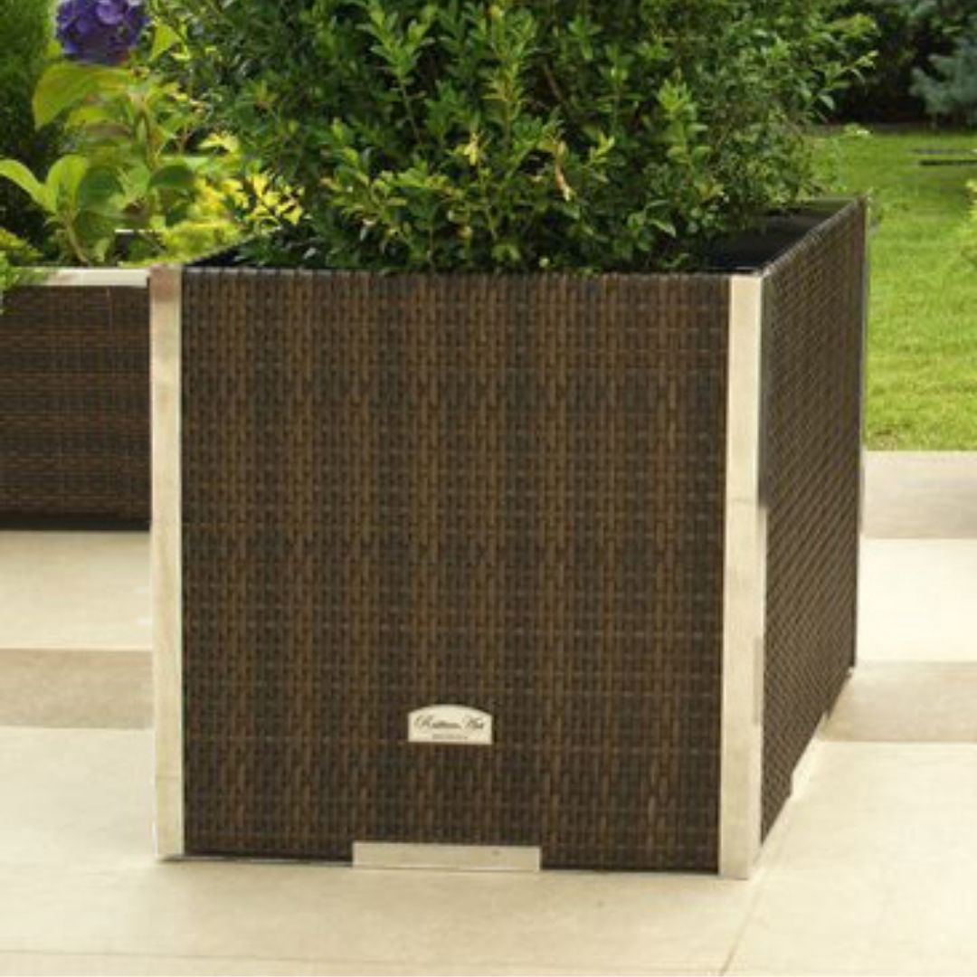Jardinera Ratán Con Marco De Aluminio (gris) 46x46x46_2