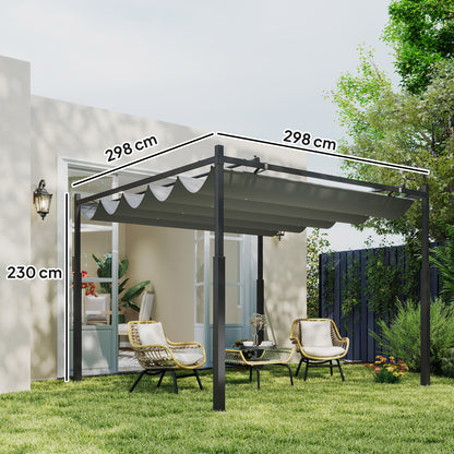 Pérgola Outsunny Metal, Poliéster Gris 298x298x230 Cm_2
