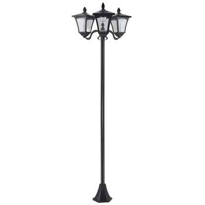 Farol Solar De Jardín Con 3 Luces Led Outsunny 51,5x47x182,5 Cm Negro_0