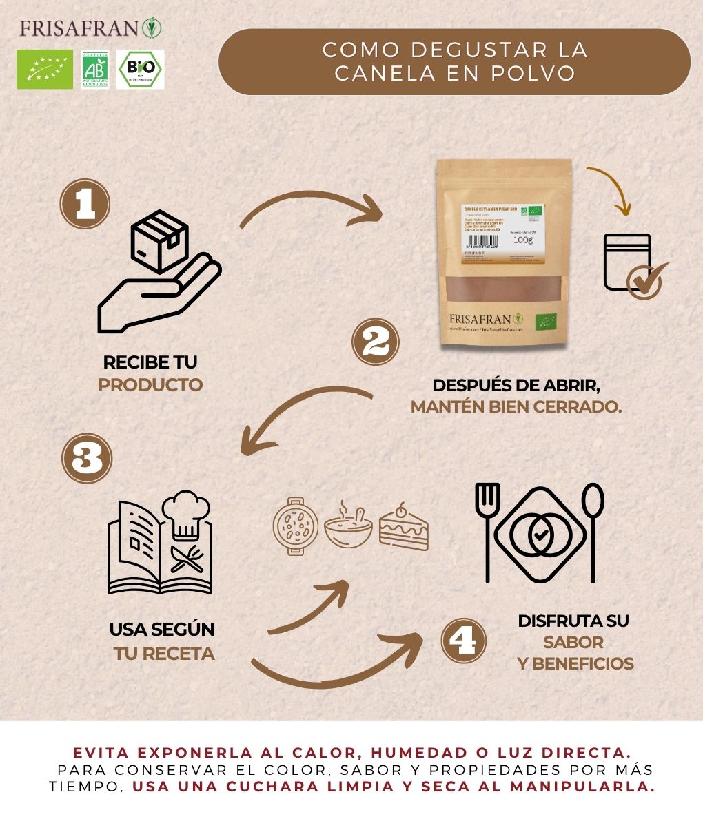 Canela Ceylan En Polvo Ecológica | Calidad | Frisafran 200 G_2