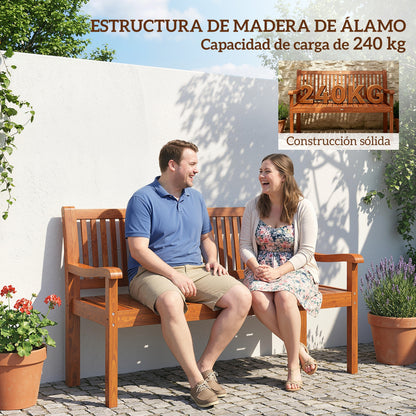 Banco De Jardín Outsunny Madera De Álamo Marrón 125x62x90 Cm_5