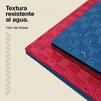 Tatami Puzzle 2,5cm 100x100cm, Pack 4 Unidades – Superficie 5 Líneas Rojo/azul Jowy_4