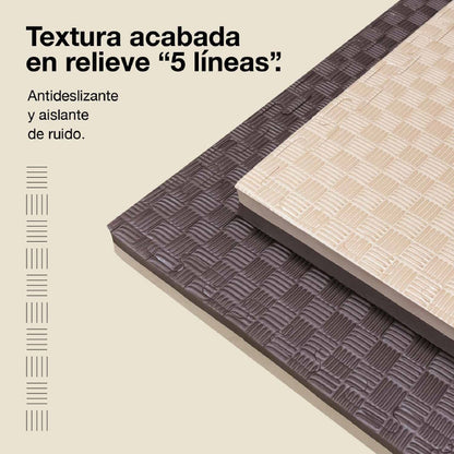 Tatami Puzzle 4cm 100x100cm – Superficie 5 Líneas Marrón/beige Jowy_3