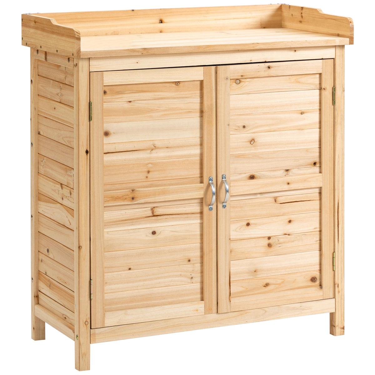 Armario De Almacenaje Outsunny Madera De Abeto Madera Natural 83x40x92 Cm_0