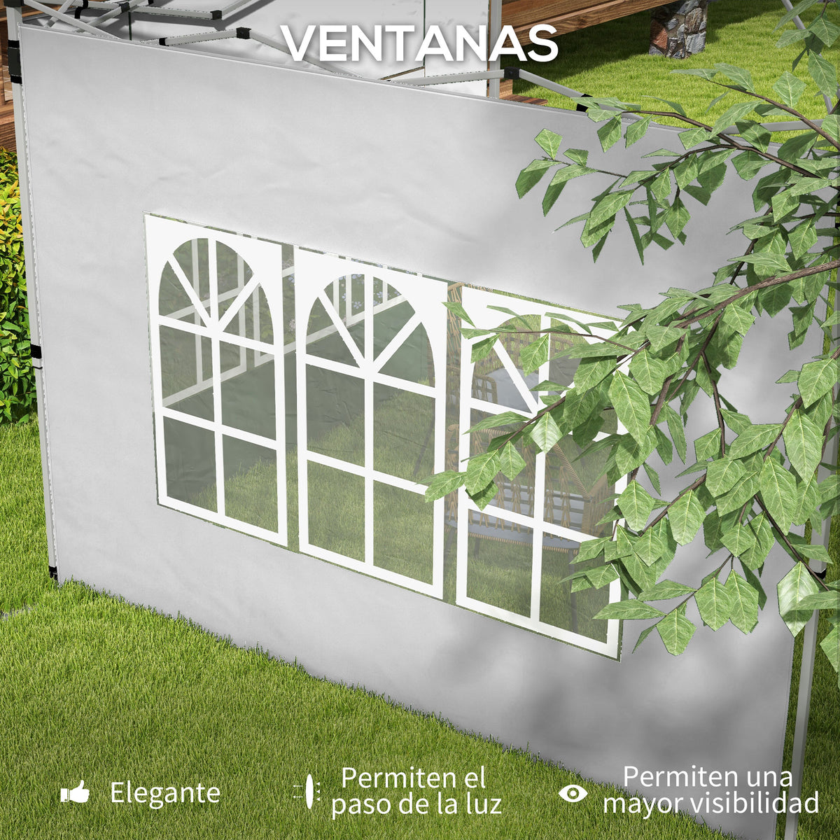 Paredes Laterales Carpa Outsunny Tela Oxford Gris Claro 295x195 Cm_5