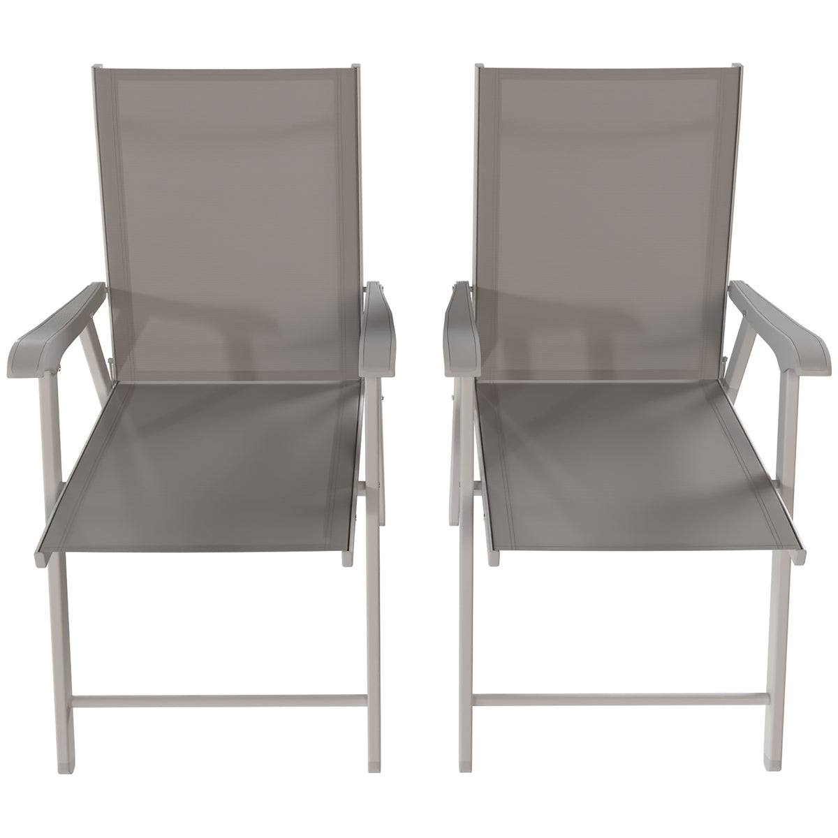 Sillas Plegables Outsunny Acero, Textilene Gris Claro 62x58x97 Cm_4