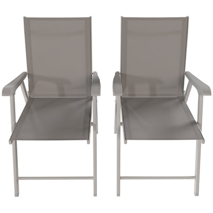 Sillas Plegables Outsunny Acero, Textilene Gris Claro 62x58x97 Cm_4