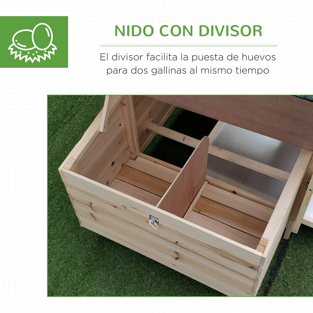 Gallinero De Madera Con Nido Zona Abierta Pawhut 196x76x97 Cm Natural_5