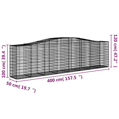 Cestas De Gaviones 9 Uds Forma De Arco Hierro 400x50x100/120 Cm_5