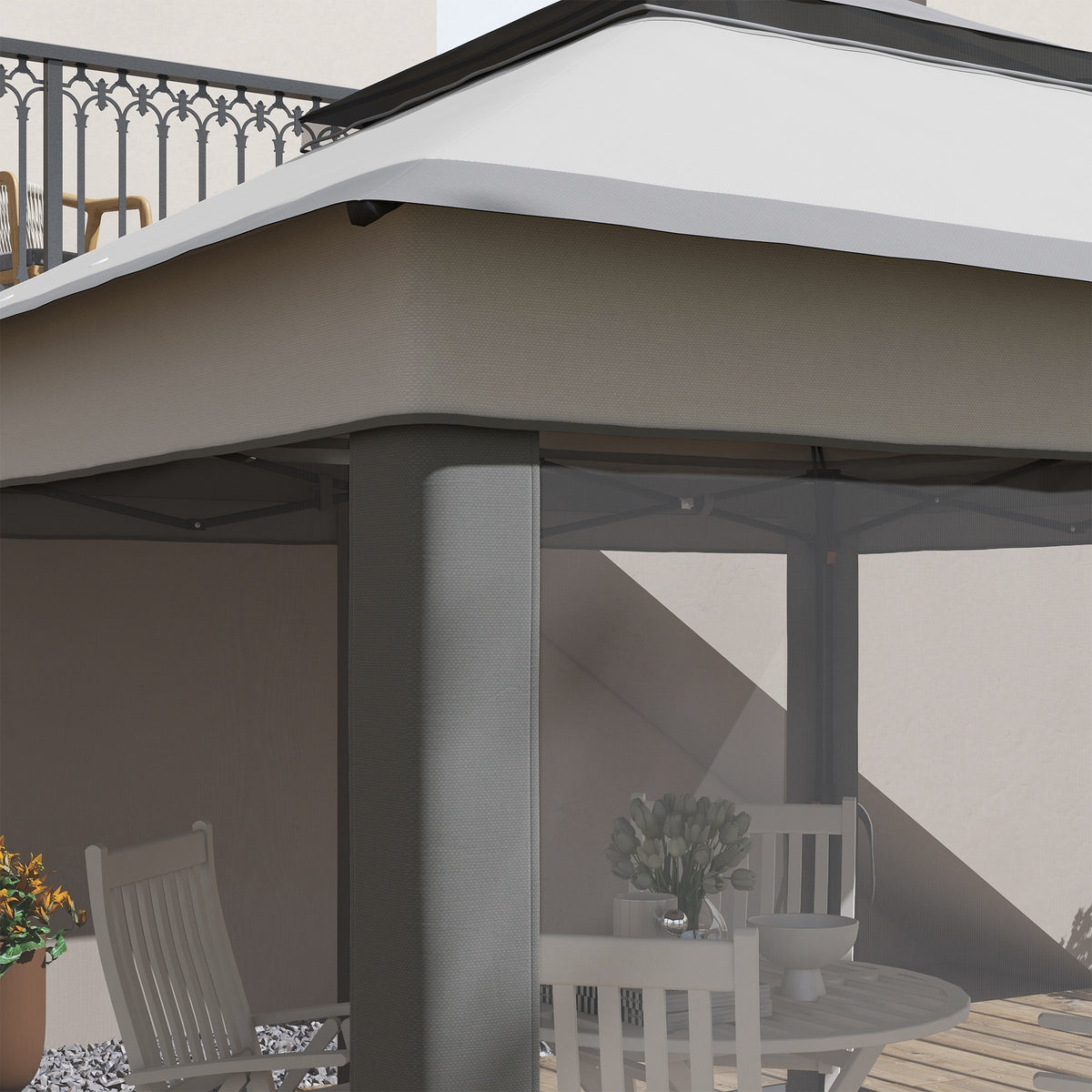 Carpa Plegable Outsunny Acero, Tela Oxford Gris 326x326x272 Cm_4