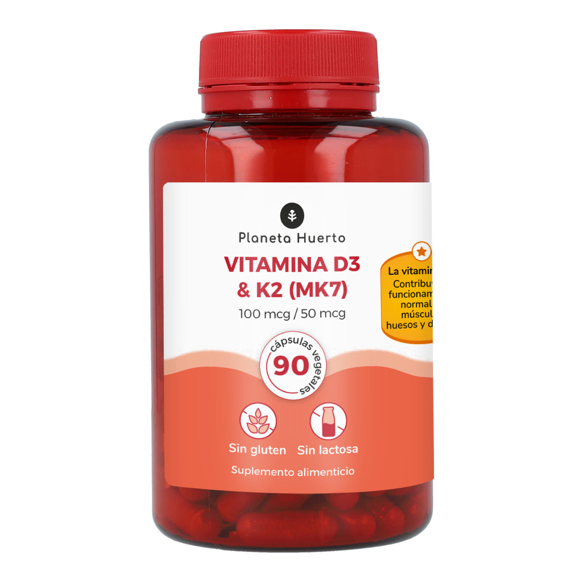 Vitamina D3 & K2 (Mk7) Planeta Huerto 90 Caps