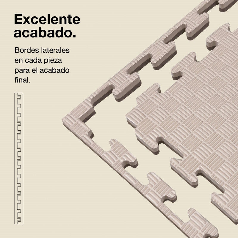 Tatami Puzzle 2cm 100x100cm, Pack 4 Unidades – Superficie 5 Líneas Gris/blanco Jowy_2