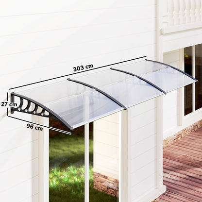 Tejadillo De Protección Para Puertas Outsunny 300x96x27cm Transparente_2