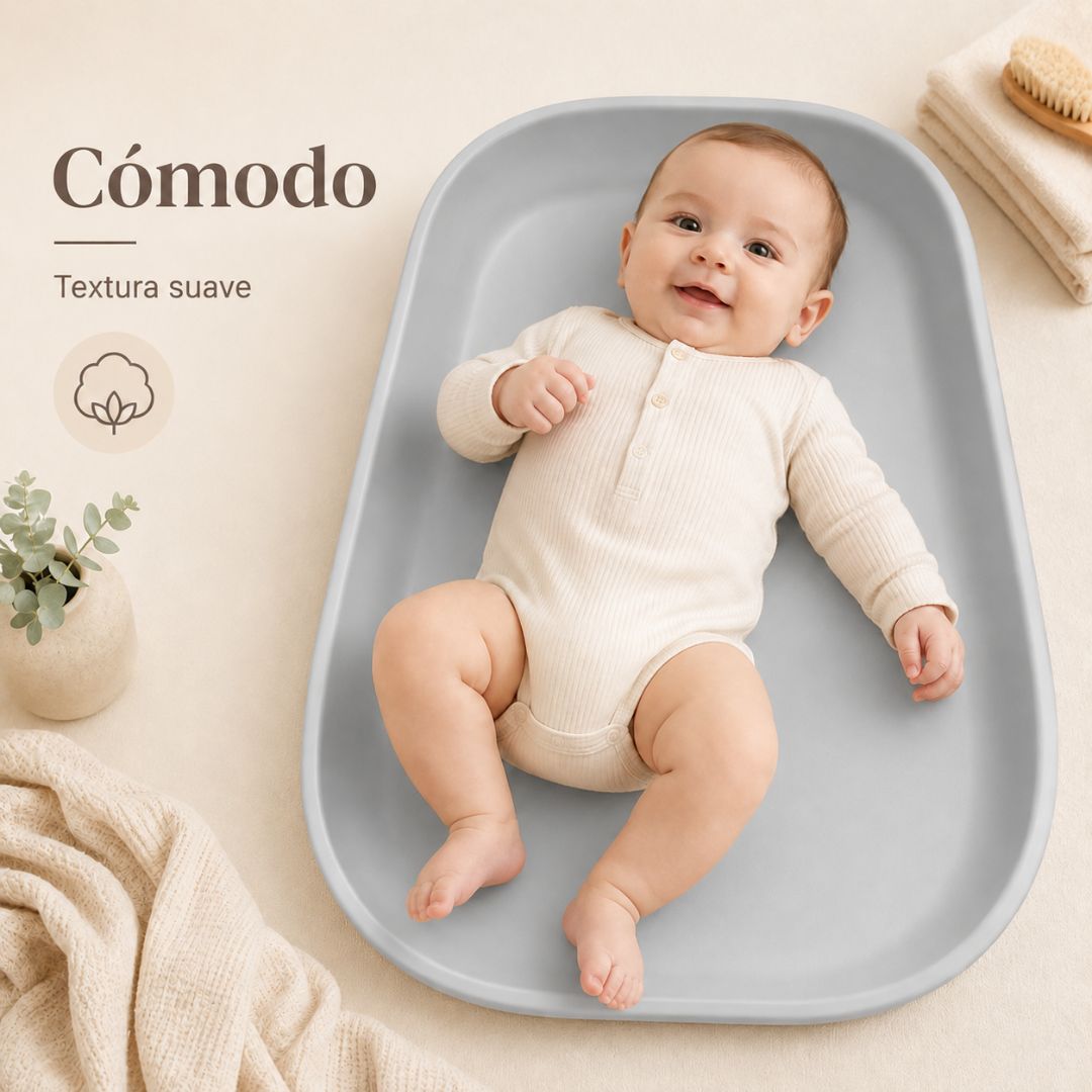 Cambiador Bebé De Espuma Pu Suave Y Lavable, Cambiador Para Pañales Con Bordes Elevados Bathby_3