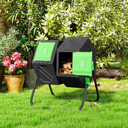Compostador Outsunny Pp, Acero Negro 67x60x77 Cm_1
