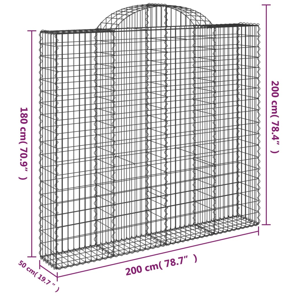 Cestas De Gaviones 5 Uds Forma De Arco Hierro 200x50x180/200 Cm_5