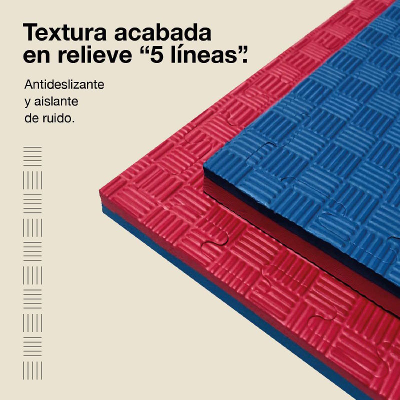 Tatami Puzzle 2,5cm 100x100cm – Superficie 5 Líneas Rojo/azul Jowy_3