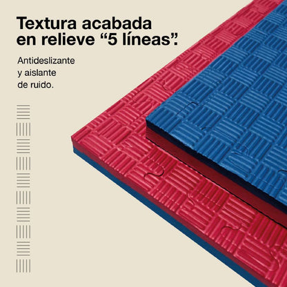 Tatami Puzzle 2,5cm 100x100cm – Superficie 5 Líneas Rojo/azul Jowy_3