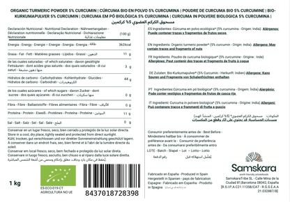 Cúrcuma En Polvo Bio - 4kg (1kg Envase Retail + 3kg Bolsa Granel De Recarga) | Superalimento Ecológico Vegano_1