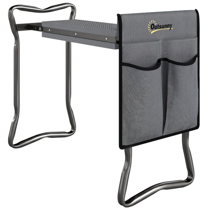 Outsunny Taburete De Jardín Plegable 2 En 1 Con Almohadilla De Espuma Y Bolsa_0